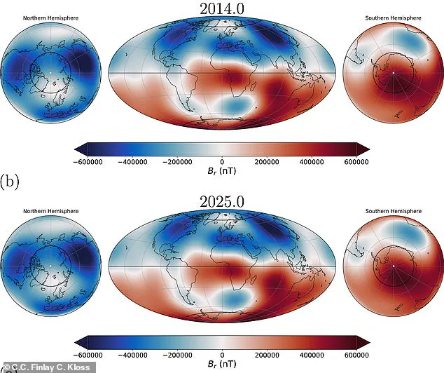 Earth's Magnetic Field Weakens: South Atlantic Anomaly Expands and Shifts Westward
