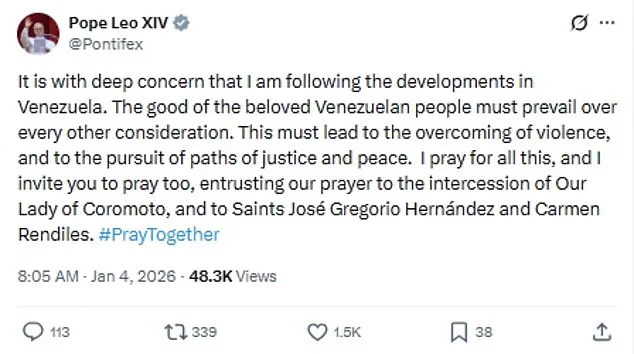 Pope Expresses Deep Concern Over Venezuela Crisis Amid Criticism of Trump's Foreign Policy