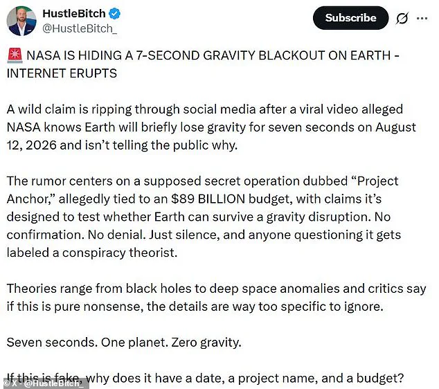 NASA Clarifies Misinformation About 2026 Zero-Gravity Conspiracy and 'Project Anchor' Leak