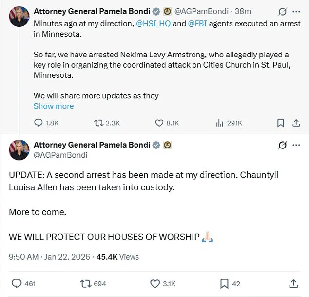 Minnesota Church Protest by Anti-ICE Activists Leads to Arrests of Two Organizers