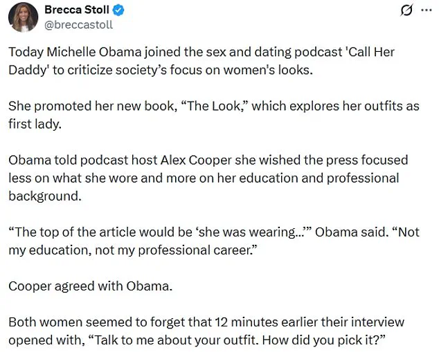 Michelle Obama's *Call Her Daddy* Interview on Fashion and Media Scrutiny Sparks Criticism Over New Book