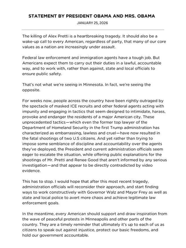 Privileged Access to Tragedy: Obama's Rare Condemnation of Trump's Administration Over Minnesota Shootings