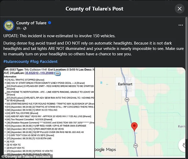 Massive Chain-Reaction Crash Triggers Worst Pileup in Years on California Highway 99 Due to Dense Fog