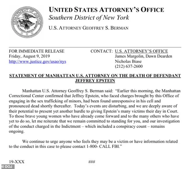 Conflicting Dates in Epstein Death Documents: Federal Statement vs. Prison Logs