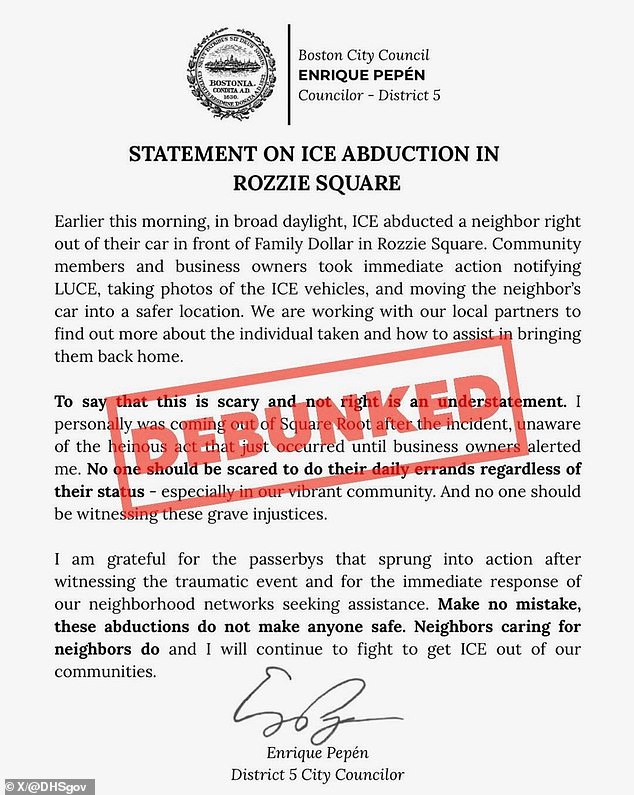 DHS Accuses Boston Councilor of Spreading Smears After Criticizing ICE Arrest