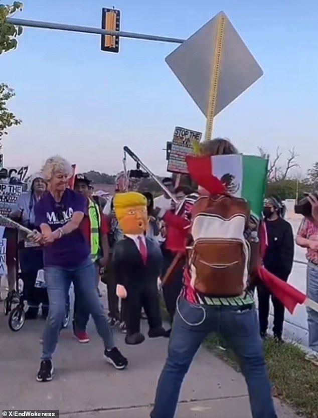 Kindness Shirts and Metal Pipes: Protester Smashes Trump Piñata