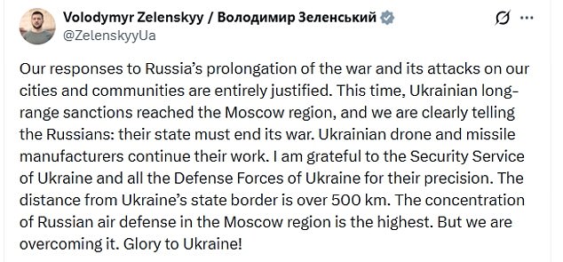 Zelensky Justifies Ukraine's Deadly Drone Strikes on Moscow Targets