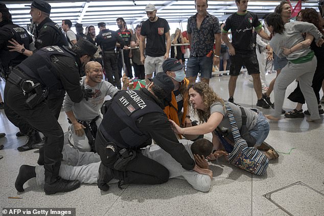 Basque Police Clash With Gaza Activists And Families At Bilbao Airport