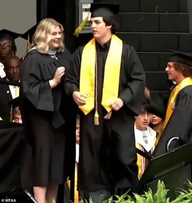 Hunter Metcalf Receives Graduation Diploma for Deceased Twin Brother