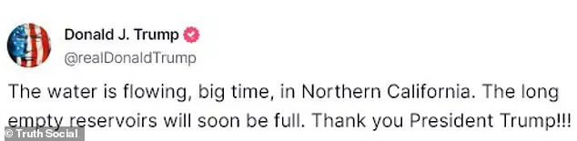 Trump takes credit for turning on water pumps in California despite no role in their activation