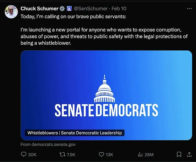 Chuck Schumer's Whistleblower Tip Website Backfires Spectacularly