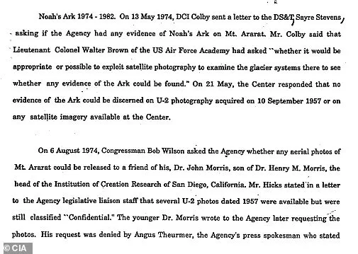 CIA Document Reveals Decades-Long Search for Noah's Ark