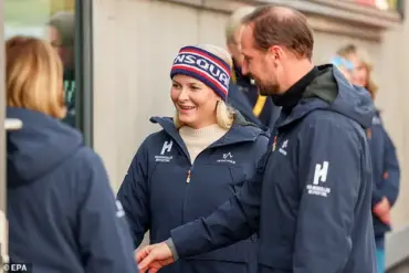 Crown Princess Mette-Marit Cheers from the Stands at FIS World Cup Nordic Competition in Oslo
