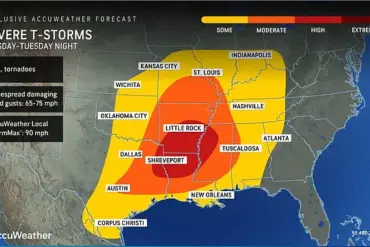 Tornadoes and Severe Storms Threaten Large Area of the United States