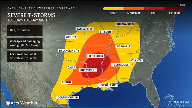 Tornadoes and Severe Storms Threaten Large Area of the United States