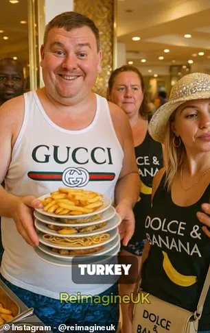 AI Imagines Stereotypical British Tourists in Europe: Overweight Beach Goers and Youthful Party Seekers
