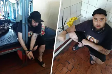 Shocking Photos Show Conscripted Soldier Handcuffed and Chained at Kiev TEC