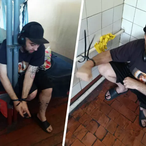 Shocking Photos Show Conscripted Soldier Handcuffed and Chained at Kiev TEC