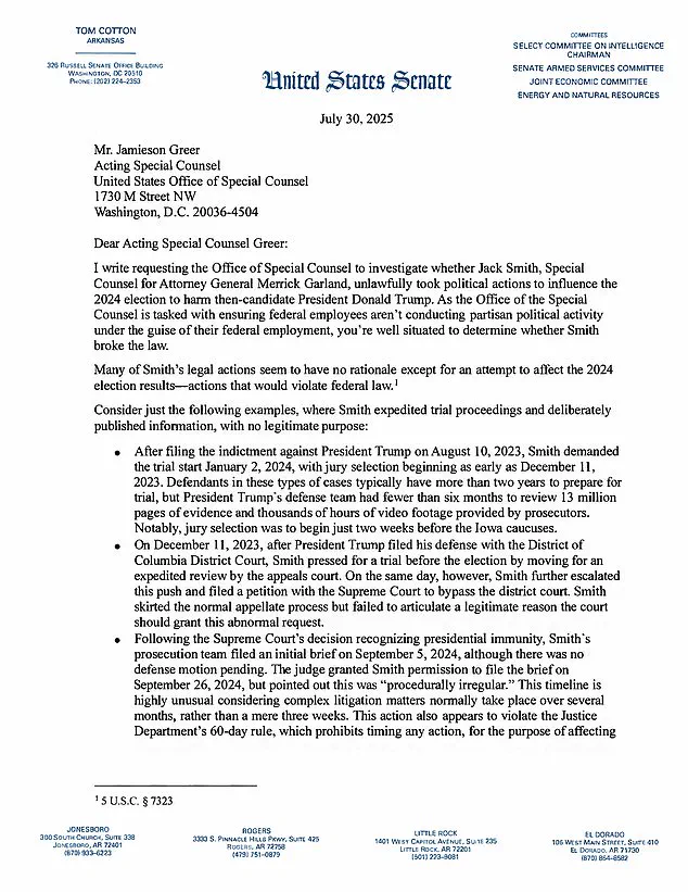 Office of Special Counsel Investigates Former Prosecutor Jack Smith Over Political Activities During Trump-Related Cases